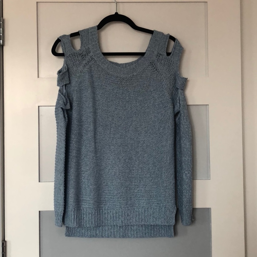 Light blue cold shoulder sweater